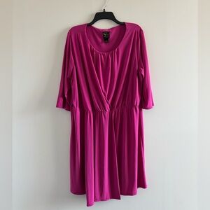 Serena Williams Dress Pink Surplice Stretch 3/4 Sleeve Womens 1X USA Office